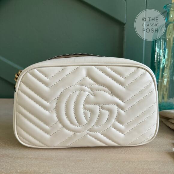 EUC Gucci Marmont Small Camera Bag White Gold HW Crossbody Bag - Picture 2 of 14